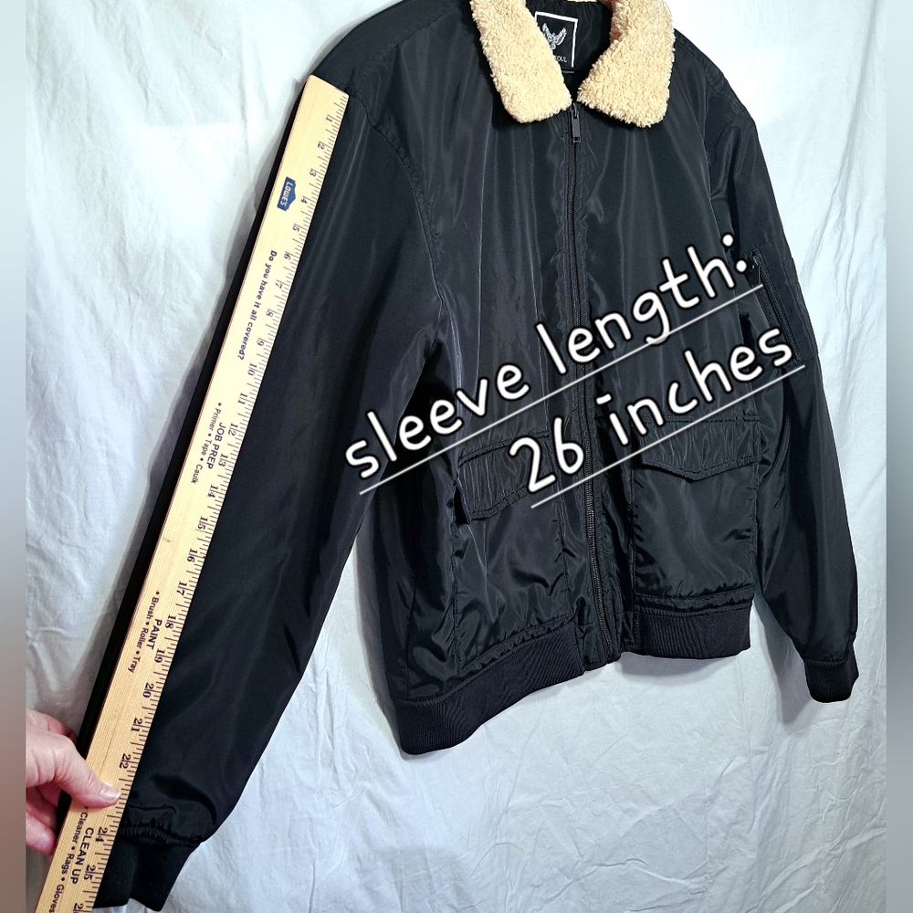 Bomber Style Jacket with Sherpa Collar by Brave Soul, London. - Picture 14 of 15